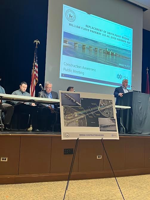 During the presentation, various slides were shown of the deterioration of the current bridge, as well as demonstrating exciting plans for the sleek new one.